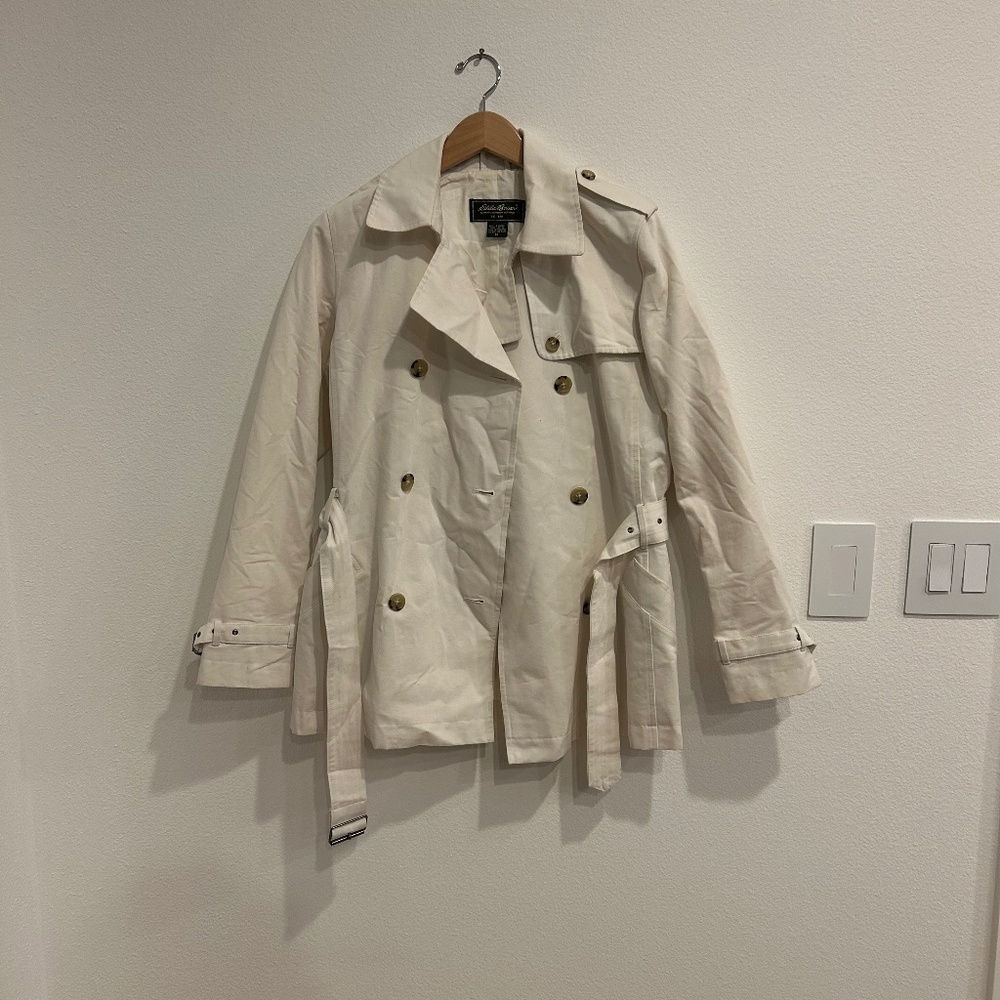 Eddie Bauer double-breasted cotton trench – size M